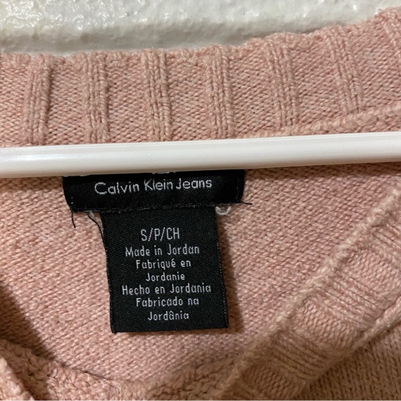 Calvin Klein Pink Textured Knit Sweater Long Oversized Soft Women’s Small - Picture 5 of 7